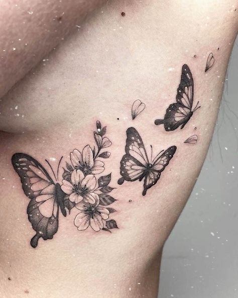 Tattoo Inspiration Butterfly Tattoos With Meaning, Tattoo Papillon, 42 Tattoo, Unique Butterfly Tattoos, Cage Tattoos, Butterfly Tattoo On Shoulder, Rib Tattoos For Women, Ribcage Tattoo, Butterfly Tattoos For Women