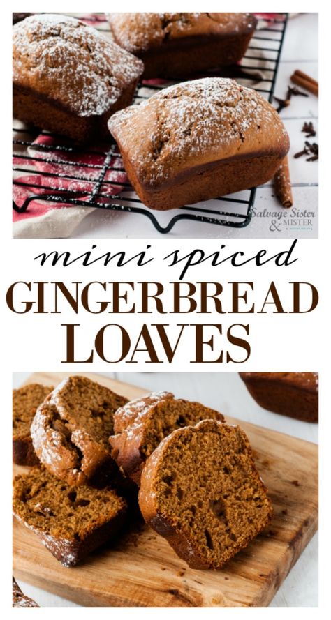 Gingerbread Loaves, Mini Loaf Cakes, Mini Loaves, Gingerbread Recipe, Bread Recipes Sweet, Christmas Cooking, Gingerbread Houses, Dessert Bread, Bread Recipes Homemade