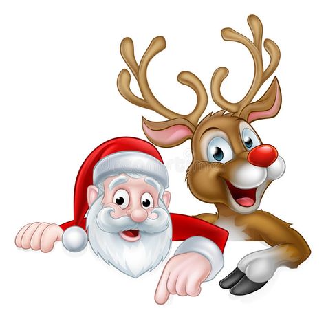 Christmas Cartoon Characters, Santa Claus Reindeer, Santa Claus Hat, Beg Tangan, Cartoon Christmas, Christmas Sleigh, Santa Ornaments, Christmas Cartoons, Santa And Reindeer