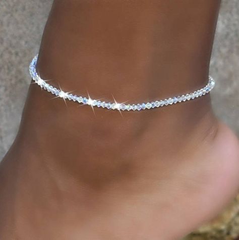 Bridal Anklet With Swarovski Crystals Beach Wedding Jewelry Stretch Ankle Bracelet Glfts for Her - Etsy Ankle Bracelets Diy, Crystal Anklet, Ankle Jewelry, Dope Jewelry, Foot Jewelry, Ankle Bracelet, Stunning Jewellery, Ankle Bracelets, Wedding Bracelet