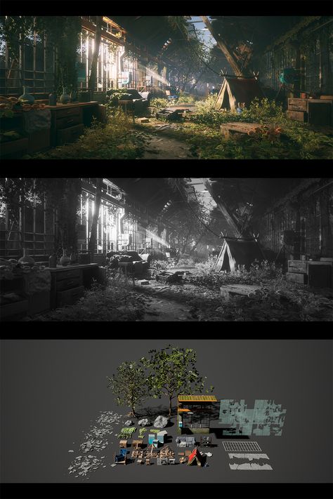 Abandoned Environment, Game Environment Concept Art Landscapes, Realistic Environment Concept Art, 3d Concept Art Environment, Ue4 Environment, Environment 3d Art, 3d Game Environment, Blender 3d Environment Art, Blender 3d Environment