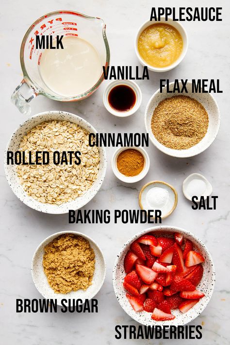 Strawberry baked oatmeal is a terrific make-ahead breakfast! All you need are basic pantry items and fresh or frozen strawberries. Baked Oatmeal Freezer Meal, Freezer Friendly Oatmeal Bake, Baked Oatmeal Freezer Friendly, Strawberry Oatmeal Bake Breakfast, Oatmeal With Frozen Berries, Strawberry Banana Baked Oatmeal, Strawberry Baked Oatmeal, Oatmeal Pie, Strawberry Breakfast