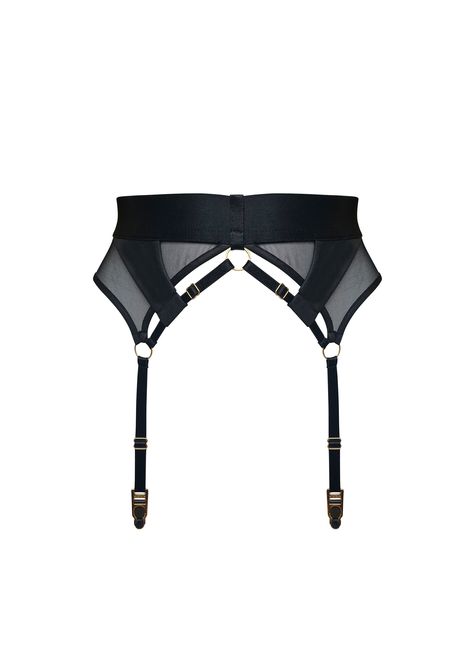 This sheer mesh suspender features eye-catching harness strap detailing and moveable soft-sheen jersey panels. The adjustable wide band elastic waistband allows for a personalised fit, fastening at the back with 24k gold swan hooks. Attach to garters via 4 branded suspender clips to complete any Vero look. Details: Soft-sheen jersey and sheer mesh in classic Black Signature satin and wide band elastic strapping 4 suspender clips for wear with garters Adjustable strapping throughout 24k gold plat Garter Strap, White Garter Belt, Gold Swan, Chanel Cosmetics, White Garters, Suspender Clips, Thicker Hair, Soft Cup Bra, Triangle Bra