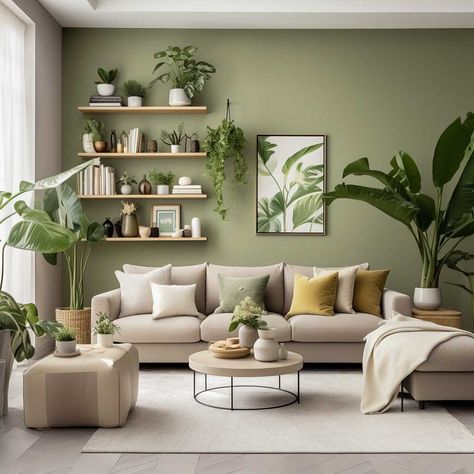 5+ Beige Living Room Decor Hacks for a Luxe Look • 333+ Images • [ArtFacade] Green Living Room Beige Sofa, Green Beige Wood Living Room, Sofa With Green Wall, Small Living Room Green Walls, Green Wall Interior Living Room, Beige Linen Couch Living Room, Lounge Room Ideas Green, Living Room Green And Beige, Save Green Living Room