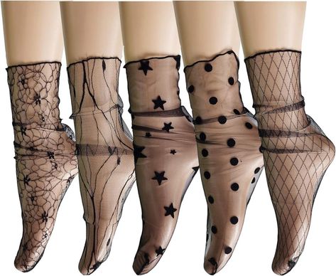 Amazon.com: Benefeet Sox Women Lace Sheer Socks Women Fashion Girls Fancy Decorated Pearl Shiny Tulle Socks Novelty Lace Slouch Mesh Socks Ankle Loose Clear Sock Christmas Valentine Gifts for Her : Clothing, Shoes & Jewelry Sheer Socks Outfit, Clear Socks, Fishnet Ankle Socks, Tulle Socks, Loose Socks, Fancy Socks, Fishnet Socks, Socks Ankle, T Strap Shoes