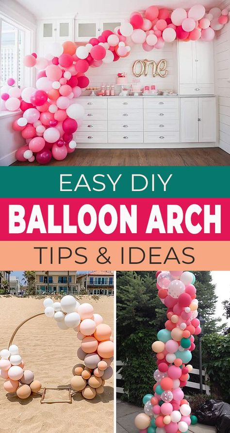 Easy Diy Balloon Arch, Baloon Diy, Balloon Arch Ideas, Baloon Garland, Diy Balloon Arch, Hanging Balloons, Balloon Arch Diy, Party Balloons Diy, How To Make Balloon