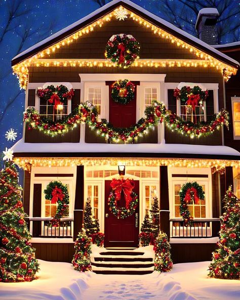 Homestead Holidays Country Christmas Decor Ideas Christmas House Decorations Outdoor, Christmas Esthetics, Christmas Lights Outside House Ideas, American Christmas Decorations, Christmas Lights Outside, Christmas Decor Trends, Flying Reindeer, Christmas House Lights, American Christmas