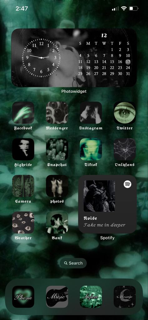 :) #dark #fairycore #green #deftones #grunge #90s #phonelayout #widget Deftones App Icon, Deftones Home Screen, Deftones Widget, Grunge Widgets, Deftones Core, Deftones Wallpaper Iphone, Deftones Wallpapers, 90s Wallpaper, Cute Home Screen Wallpaper