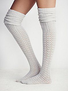 Blanket II Pointelle Sock Ruffle Sock, White Knee High Socks, Thigh High Sock, Tall Socks, Ruffled Socks, Goth Fashion Punk, Emo Dresses, Thigh High Boots Heels, Free People Clothing Boutique