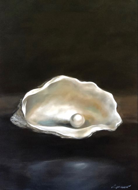 #pearl #precious #purity #style #colour #fine  #art #fineart #painting #oysters #love #beauty Bild Gold, Pearl Aesthetic, Pearl Paint, Oyster Pearl, Arte Inspo, Oyster Shell, Painting Art Projects, Aphrodite, Aesthetic Art