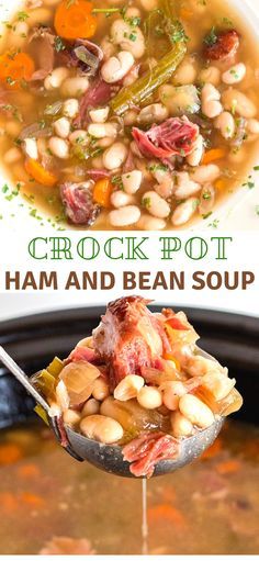 Bean Soup Crockpot, Crockpot Ham And Beans, Ham Hock Soup, Comfort Food Soup, Ham Hocks And Beans, Crock Pot Ham, Ham And Bean, Beans In Crockpot, Crockpot Ham