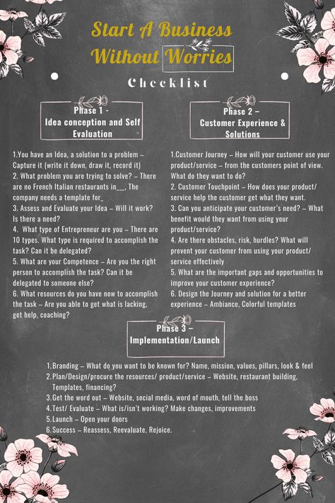 Starting a business can be fearful. This checklist will help you overcome some of those fears. This checklist will help you go through the process of coming up with profitable business ideas, how to start your business, ways to promote your business, how to start your own business with no money or experience, and much more Start Your Own Business, Start Up Restaurant Ideas, How To Start A Club, How To Start A Sauce Business, Build A Business, Start Up Ideas, How To Start A Party Planning Business, How To Make A Business Plan, How To Start A Bar Business