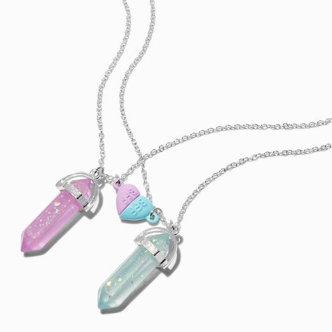 Claire's Best Friends Glow In the Dark Mystical Gem Pendant Necklaces - 2 Pack Bff Necklaces For 2, Bestie Necklaces, Best Friend Necklaces For 2, Bff Stuff, Family Christmas Outfits, Vday Gifts, Bff Jewelry, Gem Pendant, Magnetic Necklace