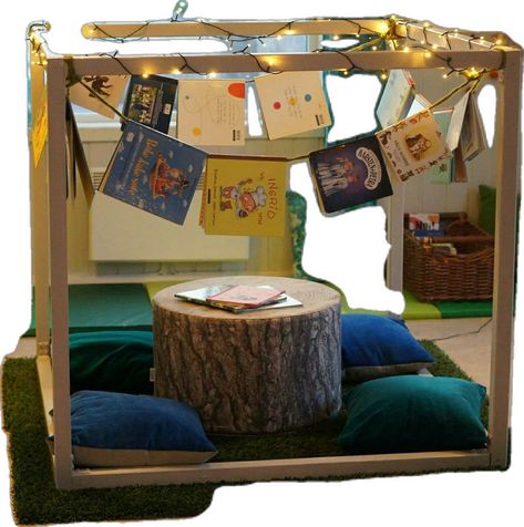 Reggio Outside Activities, Reggio Cozy Corner, Mixed Age Classroom Setup, Reggio Emilia Homeschool, Reggio Reading Corner, Reggio Reading Area, Kindergarden Decoration Room, Home Corner Ideas Childcare, Reggio Emilia Classroom Decor