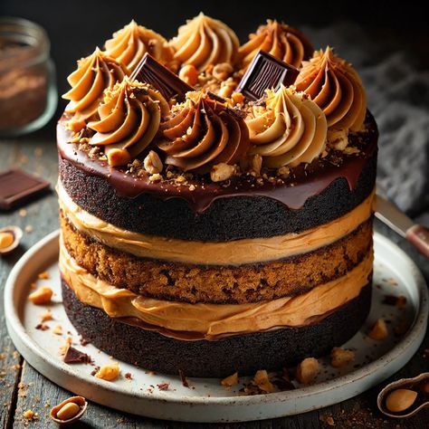 Peanut Butter Chocolate Cake 😍 Peanut Butter Nutella Cake, Peanut Butter Chocolate Cake Recipe, 6 Inch Chocolate Cake, Peanut Butter Cake Recipe, Peanut Butter Chocolate Cake, Butter Chocolate Cake, Milk Chocolate Cake, Delish Cakes, Pumpkin Spice Cheesecake