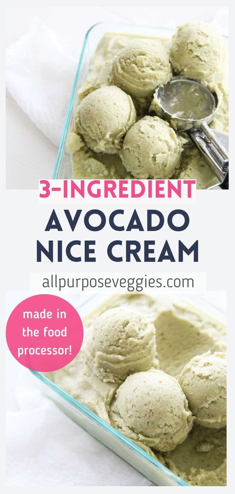 Nice Cream Avocado, Banana Avocado Ice Cream, Frozen Avocado Recipes, Frozen Avocado Uses, Honey Avocado, Frozen Treats Recipes, Ms Diet, Summertime Snacks, Vegan Ice Cream Recipe