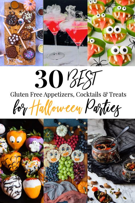 30 Gluten Free Halloween Recipes Gf Halloween Appetizers, Gluten Free Dairy Free Halloween Appetizers, Halloween Entertaining Food, Halloween Appetizers Gluten Free, Gluten Free Halloween Food For Party, Halloween Gluten Free Appetizers, Halloween Gluten Free Recipes, Halloween Snacks Gluten Free, Halloween Party Food Gluten Free