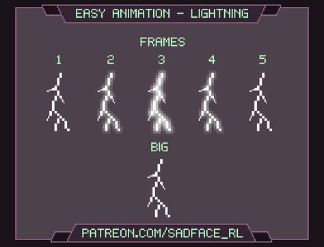 Learn to animate lightning strikes using your prefered method of digital artwork, this was create with pixel art using aseprite. Pixel Art Tutorial Aseprite, Pixel Art Electricity, How To Animate Pixel Art, Lightning Art Tutorial, Thunder Pixel Art, How To Pixel Art Tutorials, Pixel Art Lightning, Learn Pixel Art, Pixel Art Silhouette