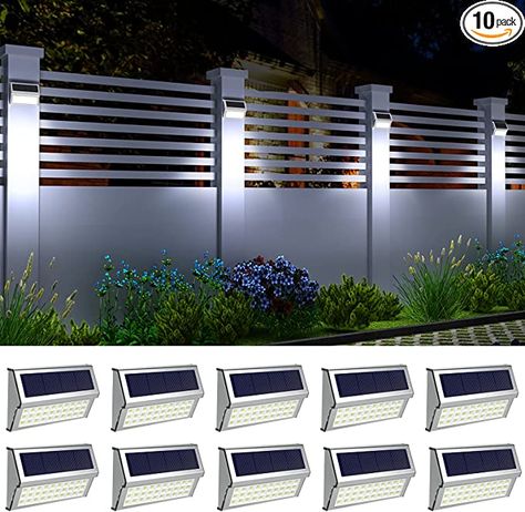 ROSHWEY Solar Outdoor Lights, 10 Pack Solar Fence Lights with 30LED Waterproof Backyard Lighting Stainless Steel Lamp for Deck Courtyard Patio Pool Deck Courtyard, Courtyard Patio, Fence Lights, Solar Step Lights, Solar Outdoor Lights, Stainless Steel Lamps, Solar Spot Lights, Solar Fence Lights, Solar Deck Lights