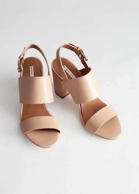 Slingback Leather Sandals - Beige - Heeled sandals - & Other Stories Girls Weakness, Beige Sandals Heels, Summer Sandals Heels, Heel Sandals Outfit, Goth Shoes, Beige Sandals, Sandals Outfit, Leather Heels Sandals, Womens Summer Shoes