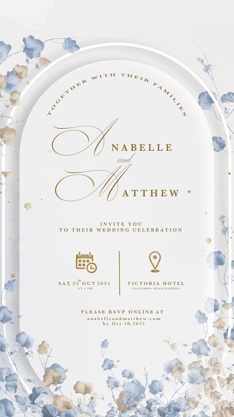 Wedding Invitation Blue, Digital Wedding Invitations Templates, Engagement Invitation Cards, Engagement Invitation Template, Elegant Wedding Invitation Card, Invitation Frames, Wedding Card Frames, Invitation Card Birthday, Digital Invitations Wedding