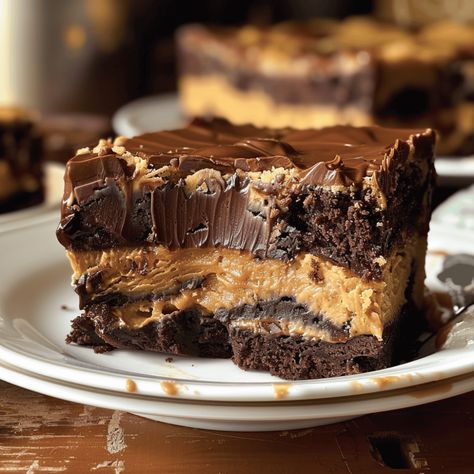 Peanut Butter Chocolate Gooey Butter Cake - Recipes, Tasks & Tools Chocolate Gooey Butter Cake, Ooey Gooey Cake, Ooey Gooey Butter Cake, Gooey Cake, Gooey Butter, Chocolate Peanut Butter Cake, Gooey Butter Cake, Peanut Butter Cake, Peanut Butter Desserts