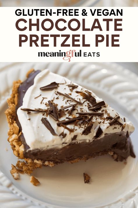 Gluten-Free Vegan Chocolate Pudding Pretzel Pie Non Dairy And Gluten Free Desserts, Easy Gluten Free And Dairy Free Desserts, Easy Gluten Free Pie Recipes, No Egg Chocolate Pie, Potluck Recipes Dairy Free, Gluten Free Pudding Pie, Dairy Free Chocolate Dessert Recipes, Gluten And Soy Free Desserts, Gluten Dairy Egg Free Desserts