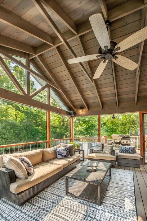 Screened Porch Addition With Grilling Deck — Degnan Design-Build-Remodel Screened In Porch With Grilling Deck, Open Screened In Porch, Large Screened Porch Designs, Deck Ideas With Outdoor Kitchen, Outdoor Kitchens On Decks, Cape Cod Screened In Porch, Backyard Patio Screened Porch, Under Deck Screening Ideas, Roof Extension Over Deck