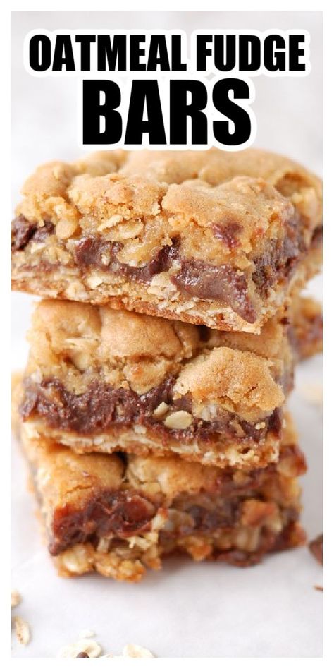 Cocoa Powder Oatmeal Bars, Oatmeal Chocolate Fudge Bars, Desserts With Quick Oats, Oatmeal Chocolate Squares, Chocolate Oatmeal Desserts, Chocolate Oatmeal Cookie Bars, No Bake Chocolate Oatmeal Cookies Bars, Dessert Using Oatmeal, Cake Mix Oatmeal Cookie Bars