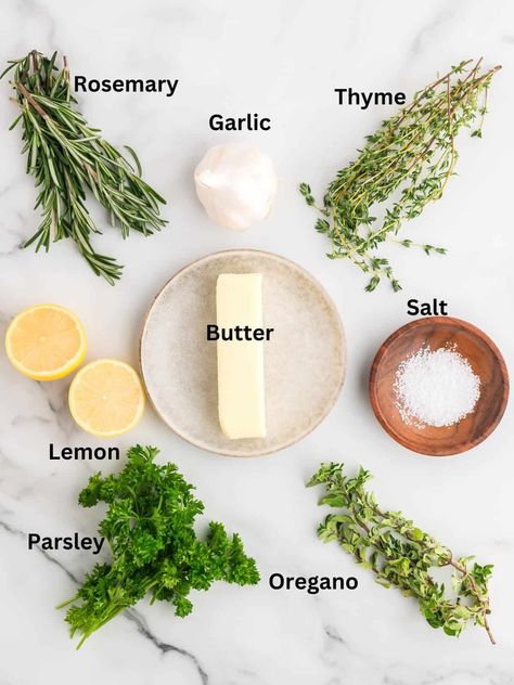 My simple homemade Garlic Herb Butter, a compound butter, will become your new secret weapon in the kitchen. It is a perfect topping for steak, chicken, seafood, and prime rib and adds tons of flavor! You will also always want to have it on hand for spreading on toast, biscuits, and cornbread and as a topping for pasta noodles, baked potatoes, and rice. Topping For Steak, Garlic Herb Butter Recipe, Herb Butter For Steak, Potatoes And Rice, Flavored Butter Recipes, Butter Recipes Homemade, Compound Butter Recipe, Herb Butter Recipe, Homemade Garlic Butter