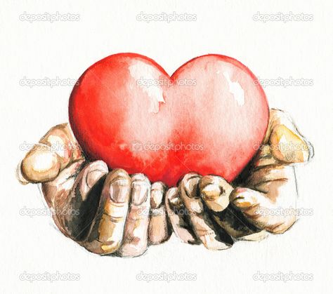 Hands Watercolor, Drawing Ideas Easy Doodles, Holding Hands Drawing, Hands Holding Heart, Mothers Day Drawings, Holding Heart, Drawing Ideas Easy, Easy Doodles, Heart Hands Drawing