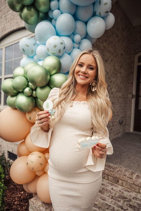 Drive-By Baby Shower – Hunter Premo Maternity Easter Outfit, Baby Shower Outfit Ideas, Vestidos Para Baby Shower, Off Shoulder Maternity Dress, Fitted Knee Length Dress, Maternity Dresses For Baby Shower, Fitted Bodycon Dress, Petal And Pup, Shower Outfits