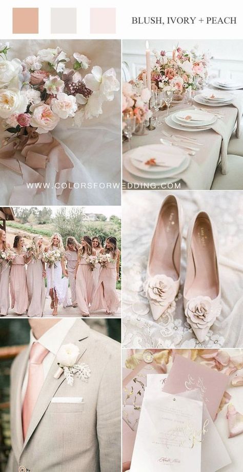 Neutral Pink Wedding Color, Blush Pink And Neutral Wedding, Blush Pink And Beige Wedding Theme, Wedding Blush Color Schemes, Pink Hues Wedding, Sage Blush And Cream Wedding, Wedding Color Schemes Champagne Blushes, Blush Wedding Color Scheme, Taupe And Pink Wedding