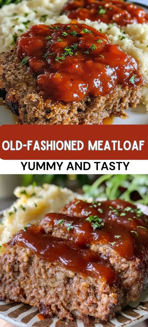 Old-Fashioned Meatloaf Easy Homemade Meatloaf, Ground Beef Meatloaf, Beef Meatloaf Recipes, Old Fashioned Meatloaf, Beef Meatloaf, Homemade Meatloaf, Classic Meatloaf Recipe, Good Meatloaf Recipe, Classic Meatloaf