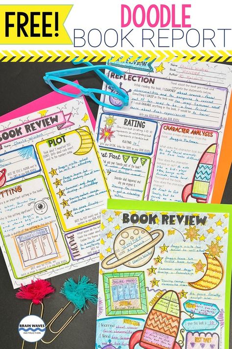 Book Review Project Ideas, Book Report Ideas, 5th Grade Books, 4th Grade Books, Book Report Projects, Elementary Books, Free Doodles, Reading Projects, Book Reports