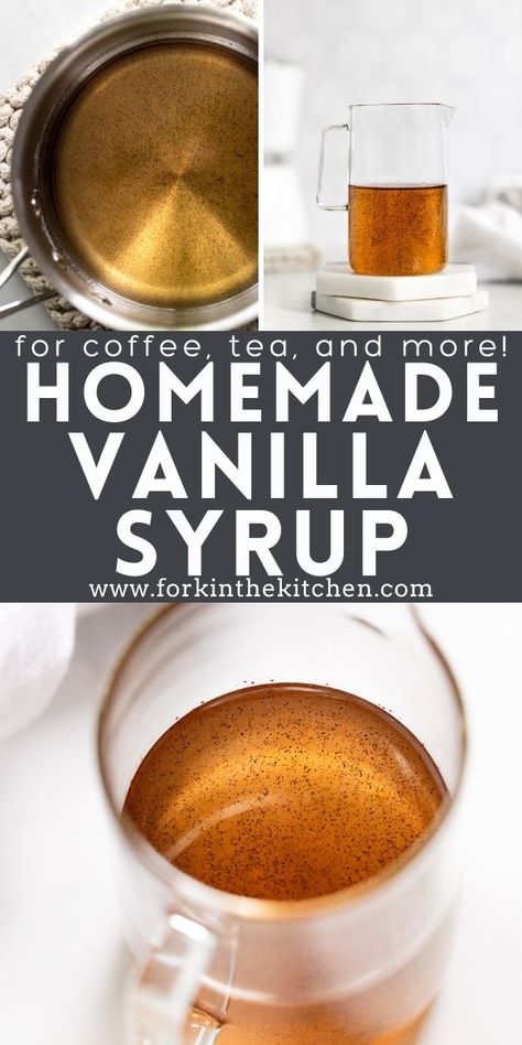 Homemade Vanilla Syrup, Vanilla Simple Syrup, Vanilla Syrup For Coffee, Vanilla Bean Recipes, Yum Drinks, Breakfast Drinks, Real Vanilla, Simple Syrups, Vanilla Bean Cakes