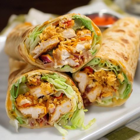 Crunchy Chicken Wrap Recipe - Dinner Chicken Wraps, Crispy Chicken Wrap Recipes Easy, Crunchy Chicken Wraps, Crunchy Southwestern Chicken Wrap, Chicken Wraps Tortillas, Chicken Club Wrap, Chicken Tortilla Wraps, Spicy Chicken Wrap, Chicken Wrap Recipe