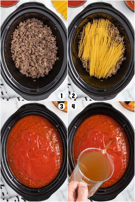 Crock Pot Spaghetti collage 1 Spaghetti Recipes In Crock Pot, Crockpot Spaghetti Recipes Easy, Crock Pot Million Dollar Spaghetti, Crockpot Spaghetti With Frozen Meatballs, Crock Pot Pasta Meals, Baked Spaghetti In Crockpot, Spaghetti Noodles In Crockpot, Spagetti In Crockpot, Spaghetti In A Crockpot