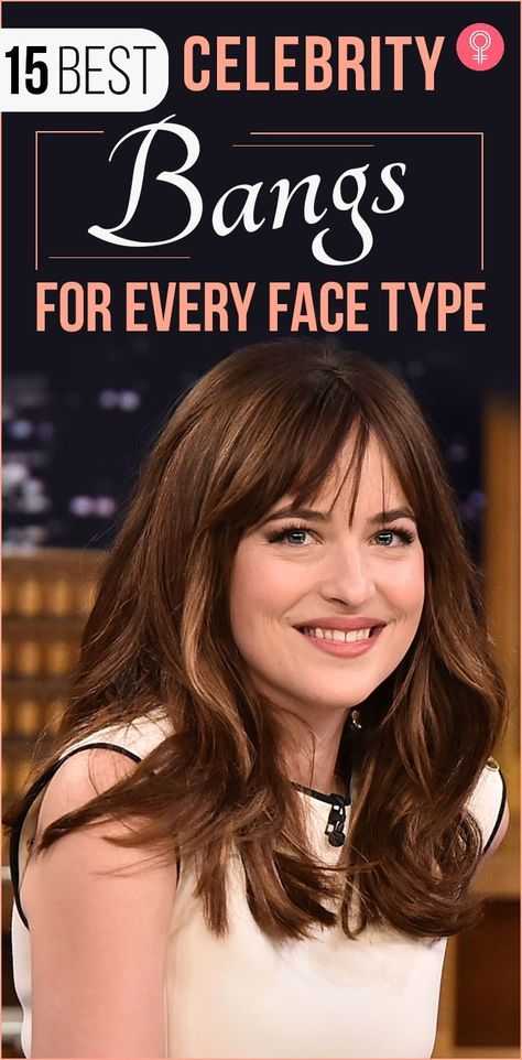 15 Best Celebrity Bangs For Every Face Type: Whether you have a pear face, rectangular face, or you’re a trapezoid shape yourself; bangs are for everyone! Don’t let people with bland haircuts tell you what to do with your hair. If you’re looking for some celebrity inspiration, we’ve got you covered. #celebrityhairstyles #hairstyles #hairstyleideas #banghairstyles Oval Face Bangs, Celebrity Bangs, Haircut For Big Forehead, Long Face Haircuts, Cut Bangs, Long Face Shapes, Trapezoid Shape, Oval Face Haircuts, Square Face Hairstyles