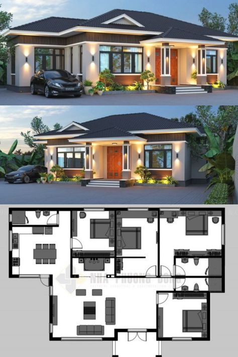 Modern Bungalow House Plans, Modern Bungalow House Design, Bungalow Style House, One Storey House, Bungalow Style House Plans, Affordable House Plans, Two Story House, Modern Bungalow House, House Plan Gallery