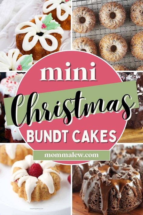 christmas mini bundt cake recipes Bundt Cupcakes, Bundt Cakes For Christmas, Easy Mini Bundt Cakes, Mini Bundt Pan Recipes, Mini Bundt Recipes, Individual Bundt Cake Recipes, Bundt Cakes Using Boxed Cake Mixes, Small Bundt Pan Recipes, Mini Loaf Pan Desserts Christmas