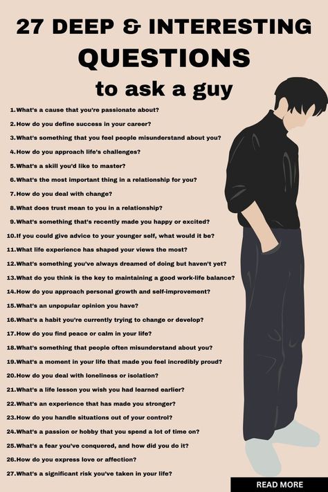 27 deep and interesting questions to ask a guy Question To Ask Guy Friend, How To Know Someone Better, Questions To Ask A Guy To Turn Him On, Flirting Questions To Ask A Guy, Questions To Ask Your Talking Stage, Questions For Talking Stage, How To Ask Questions, How To Get To Know A Guy, Can I Ask You A Question