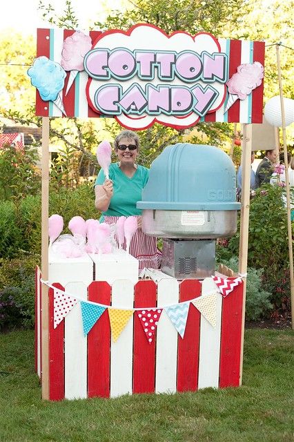 Cotton Candy Decorations, Carnival Food Ideas, Cotton Candy Stand, Diy Carnival Games, Backyard Carnival, Carnival Booths, Circus Birthday Party Theme, Theme Carnaval, Carnival Birthday Party Theme