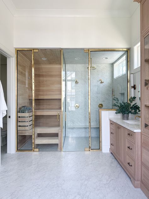 Custom steam shower and sauna Kaitlyn Rose, Sauna Bathroom Design, Sauna Bathroom, 17 Feb, Bath Inspiration, Primary Bath, Bg Design, Master Bath Remodel, Bathroom Spa