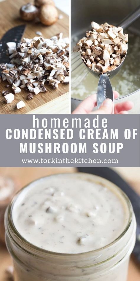 Homemade Condensed Cream Of Mushroom, Condensed Cream Of Mushroom Soup, Mushroom Recipes Healthy, Cream Soup Recipes, Mushroom Soup Recipes, Homemade Condiments, Cream Of Mushroom Soup, Meat Dinners, Cream Of Mushroom