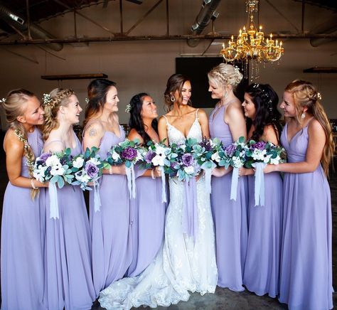 Flattering Bridesmaid Dresses, Lavender Wedding Theme, Rapunzel Wedding, Popular Bridesmaid Dresses, Lavender Bridesmaid, Lavender Bridesmaid Dresses, Lilac Bridesmaid Dresses, Colors Combinations, Planners And Organizers