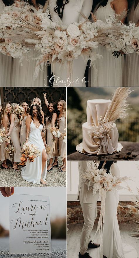 Monochromatic Wedding Colors, Wedding Trends 2022, Wedding Trends 2023, Champagne Wedding Themes, Monochromatic Wedding, Wedding Theme Color Schemes, Champagne Wedding Colors, Taupe Wedding, Wedding Color Palettes