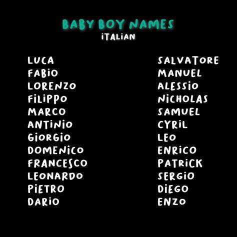 Italian Mafia Names, Baby Boy Names Italian, Italian Names Boy, Last Names For Characters, Best Character Names, Fantasy Names, Aesthetic Names, Writing Motivation, Name Inspiration