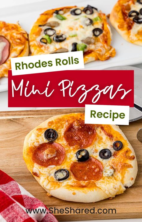 Frozen Rolls Recipes, Rhodes Bread Dough Recipes, Rhodes Rolls Recipes, Rhodes Bread Dough, Rhodes Recipes, Rhodes Bread, Rhodes Dinner Rolls, Mini Pizza Recipes, Rhodes Rolls