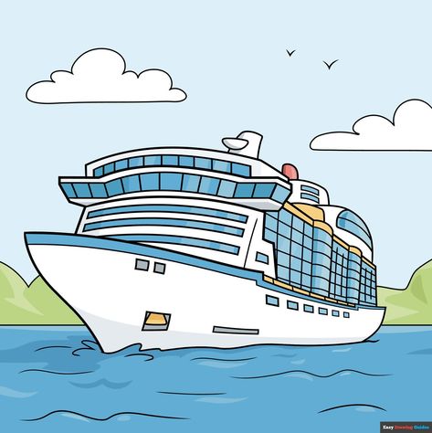 Learn How to Draw a Cruise Ship: Easy Step-by-Step Drawing Tutorial for Kids and Beginners. See the full tutorial at https://easydrawingguides.com/how-to-draw-a-cruise-ship/ . Cruise Ship Drawing, Cruise Drawing, Cruise Illustration, Cartoon School Bus, Spaceship Drawing, Cartoon Spaceship, Cruise Ship Pictures, Easy Drawing Tutorial, Painting Beach